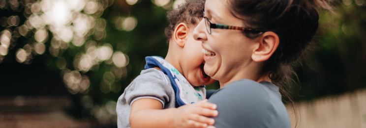 woman holding child